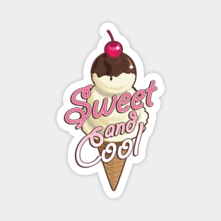 Sweet and cool ice cream cone with pink Magnet