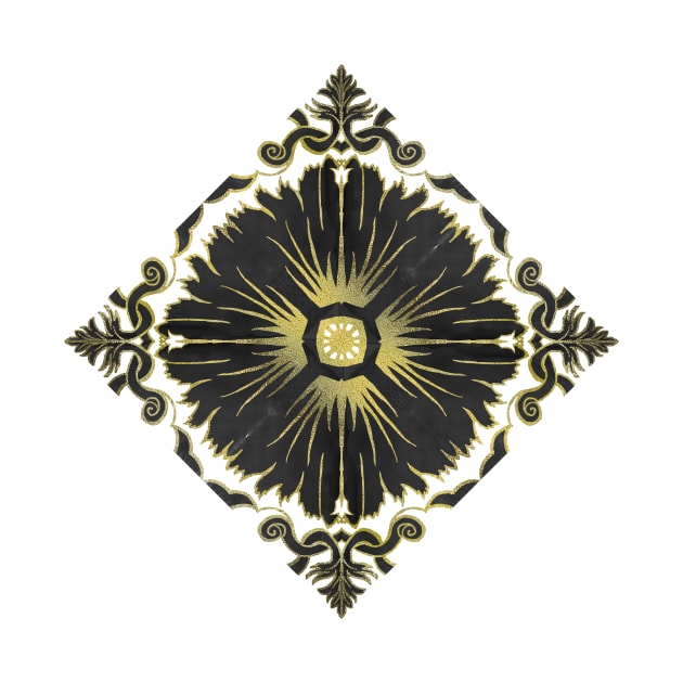 Azulejo - Portuguese Tile Black and Gold by Olooriel