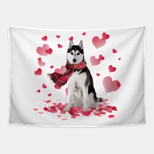 Husky Hearts Love Happy Valentine's Day Tapestry