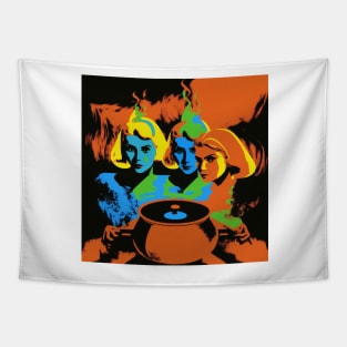 Witches Around a Cauldron Pop Art 1 Tapestry