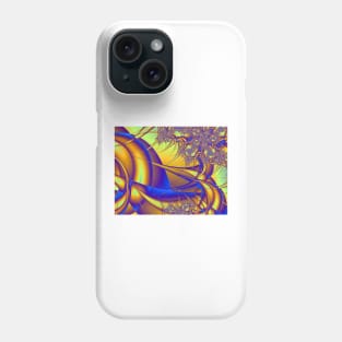 Blue and Gold Fractal Pattern Phone Case