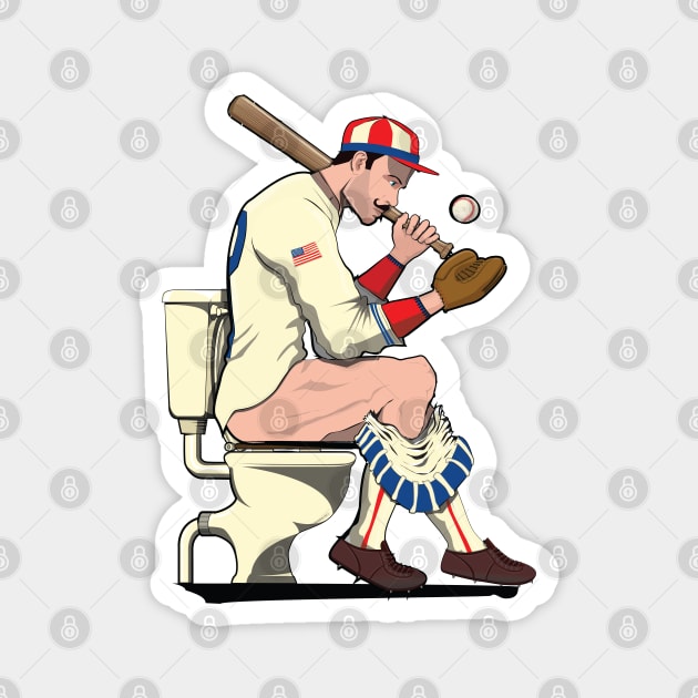 American Baseball Player on the Toilet Magnet by InTheWashroom