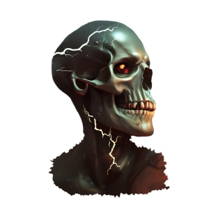 skull lightning skeleton glowing eyes T-Shirt