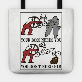 Your Boss Needs You, You Don't Need Him - Labor Union, Socialist, Leftist, Protest, Propaganda Tote