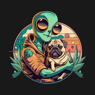 Alien and Pug T-Shirt