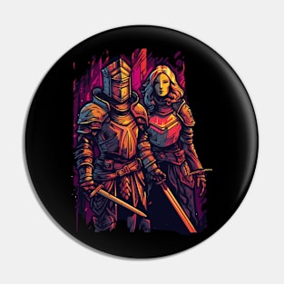 Knightly Duality: Valor & Elegance in Armor Pin