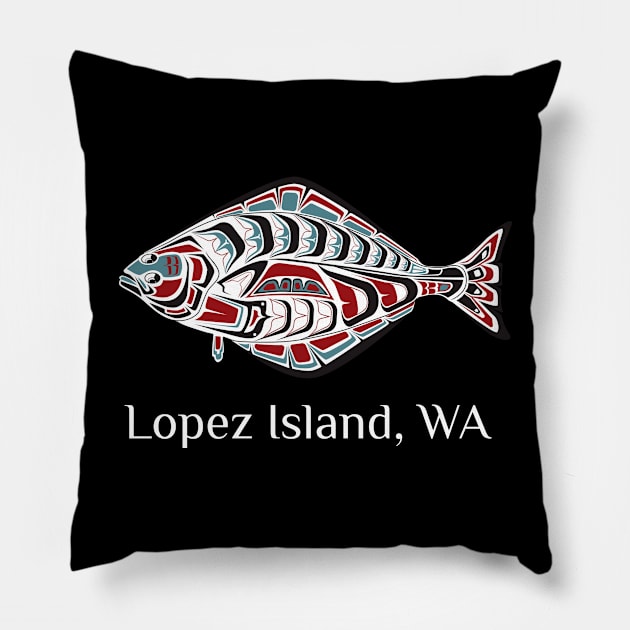 Lopez Island, Washington Halibut Northwest Native American Tribal Gift Pillow by twizzler3b