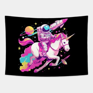 astronaut ride unicorn Tapestry