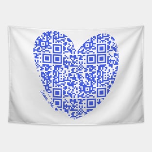 Purple Rick Astley Rickroll QR Code Heart Art Tapestry