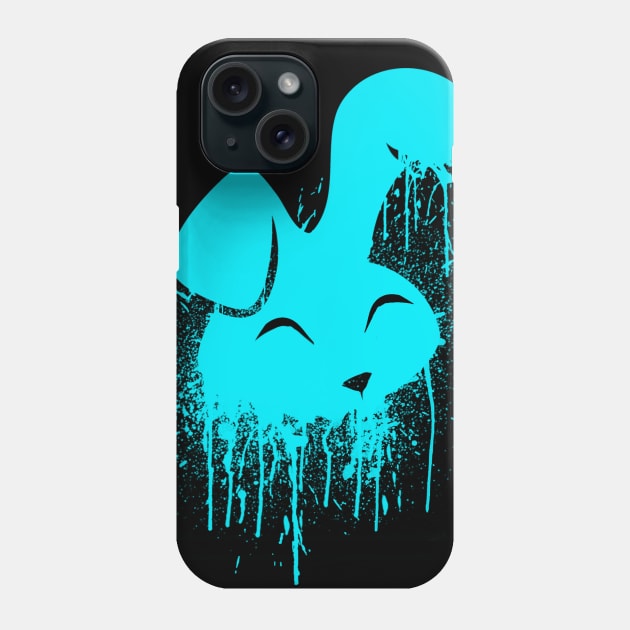 Hot Cyan Neon Spray Paint Cute Bunny Phone Case by Nightfrost