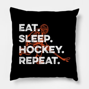 eat sleep hockey repeat Pillow