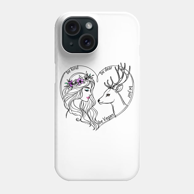 Vegan Girl And A Deer Phone Case by Greyhounds Are Greyt