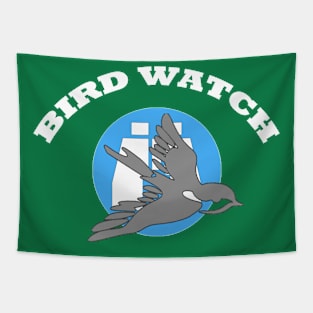 Bird Watch Silhouette and Binoculars Tapestry