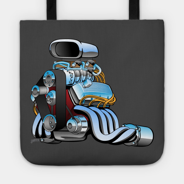 Hot Rod Race Car Engine Cartoon Engine Tote Teepublic Hot Rod Race Car Engine Cartoon Engine Tote Teepublic