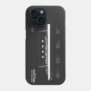 RMS Lusitania ship plans. Cunard Ocean Liner -  PBpng Phone Case