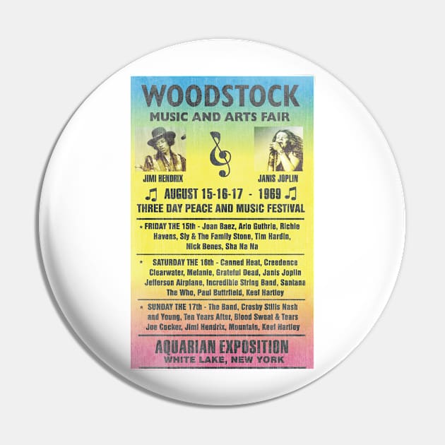 Woodstock 1969 Rainbow Poster Pin by Rebus28