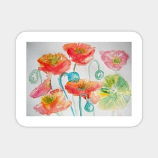 Poppy Watercolor Painting - Orange Iceland Magnet