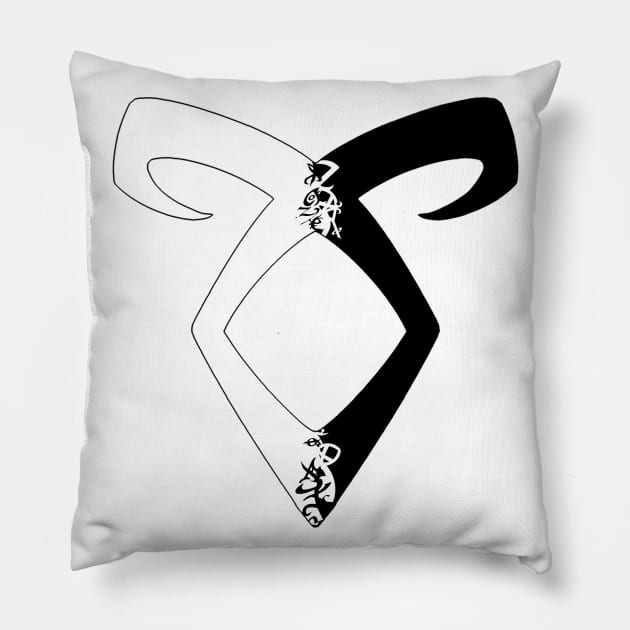 Shadowhunters rune / The Mortal Instruments - Angelic power rune half solid half silhouette (black) - Clary, Alec, Izzy, Jace, Magnus - Malec - Parabatai Pillow by Vane22april