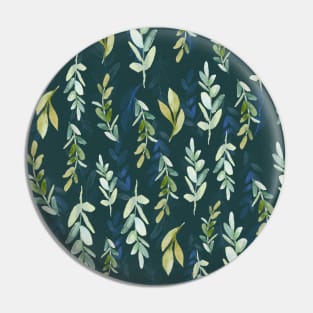 Watercolor Foliage Leaves Pattern Dark Background Pin