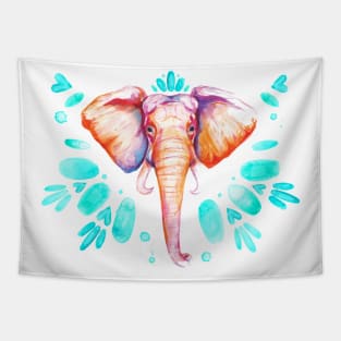 Bright Watercolor Elephant Tapestry