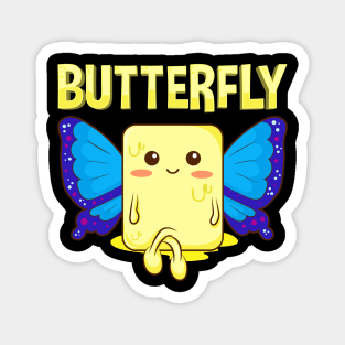 Cute Butterfly Stick Of Butter With Wings Pun Magnet