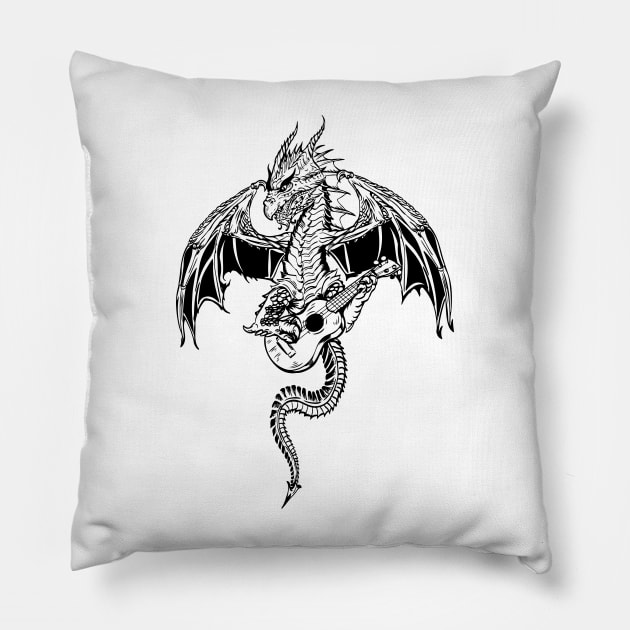 SEEMBO Dragon Playing Guitar Guitarist Musician Music Band Pillow by SEEMBO