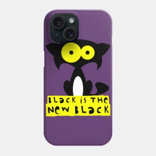 Funny black cat  – Black is the new black (Bartok) – purple Phone Case