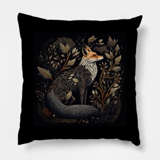 Thoughtful Folksy Fox With Fauna Pillow