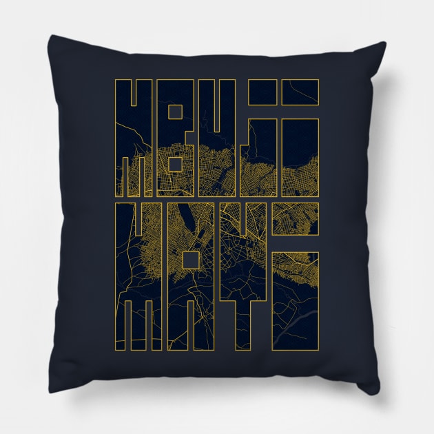 Mbuji-Mayi, DR Congo City Map Typography - Gold Art Deco Pillow by deMAP Studio