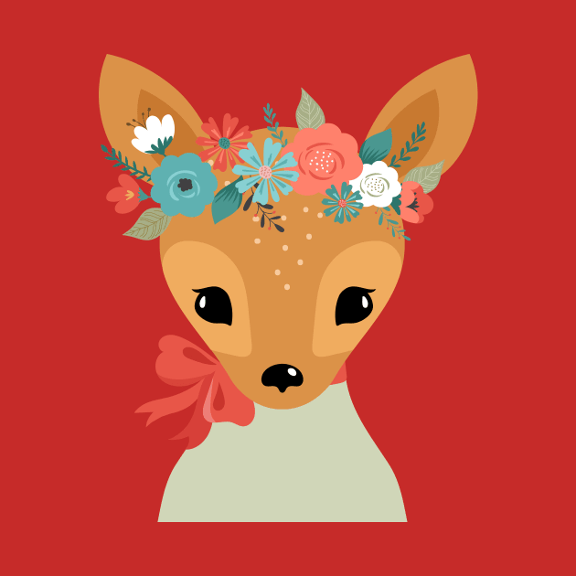 Floral Baby Deer by JunkyDotCom