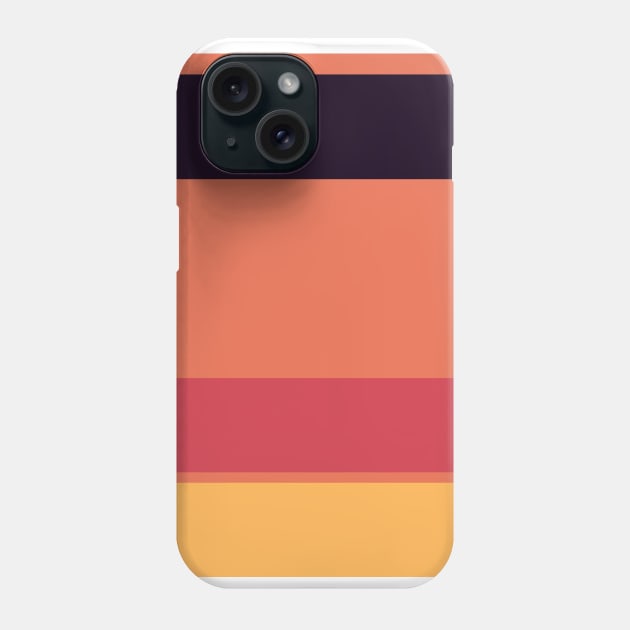 A fascinating pattern of Almost Black, Dark Fuchsia, Faded Red, Dark Peach and Pastel Orange stripes. Phone Case by Sociable Stripes