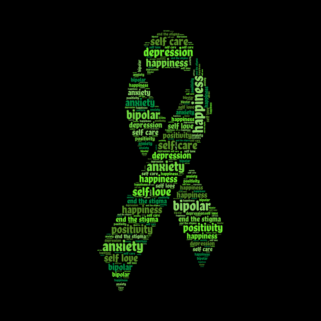 Green Mental Health Awareness Ribbon by jodotodesign