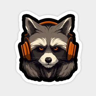 Racoon Wearing Headset Magnet