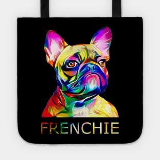 French bulldog, colorful face frenchie dog Tote