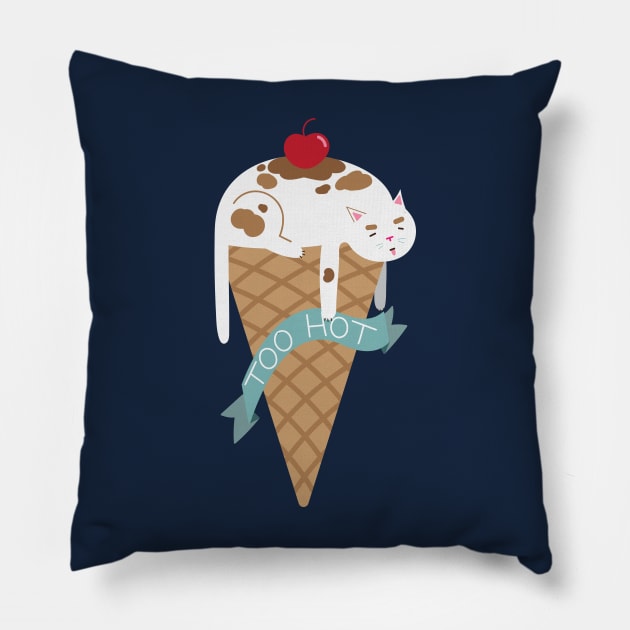 Ice Cream Cat Pillow by Caden Davis Designs