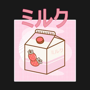 Japanese Aesthetics Kawaii Strawberry Milk Shake T-Shirt