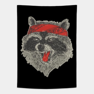 Raccoon With Bandana Cute Trash Panda Tapestry