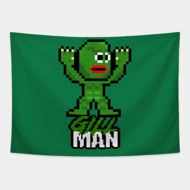 Slasher Man Retro 8-Bit Horror Gaming: Gill Man! Tapestry by WithoutYourHead