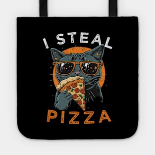 Funny Cat Saying - I Steal Pizza Funny Sarcastic Saying Gift Ideas For Pizza Lovers and Cat Owner Tote