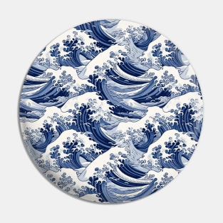 Ephemeral Crests: Hokusai Waves Reimagined Pin