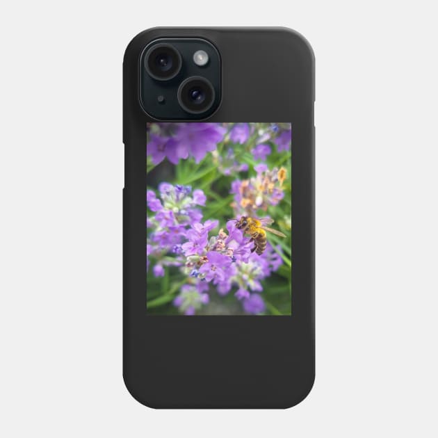 Honey bee on a purple lavender flower Phone Case by Anastasia-03