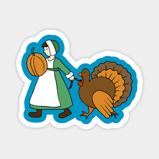 Thanksgiving Pilgrim and Turkey Magnet