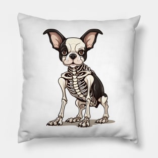 Skeleton Boston Terrier Dog Pillow