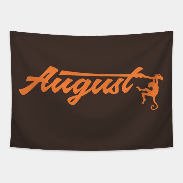 August Sun Orange Monkey Tapestry by shieldjohan