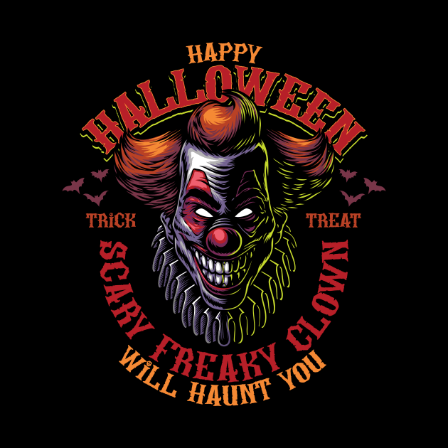 Halloween - Scary Freaky Clown Illustration by snapedsgn