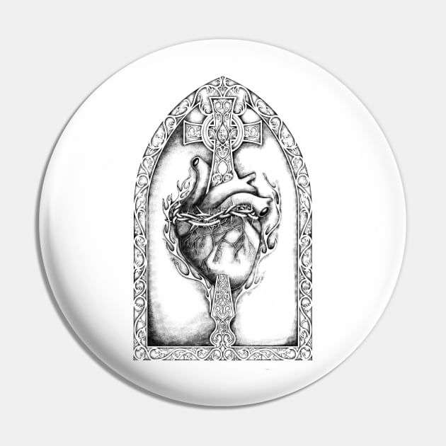 Sacred Heart of Jesus Christ Pin by Art of Arklin