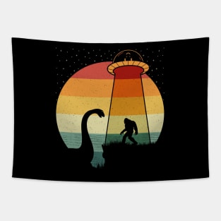 Bigfoot UFO Abduction Sasquatch Lochness Monster Tapestry