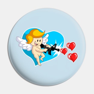 Kawaii Angel with Hearts Machine Gun for Valentine's Day Pin