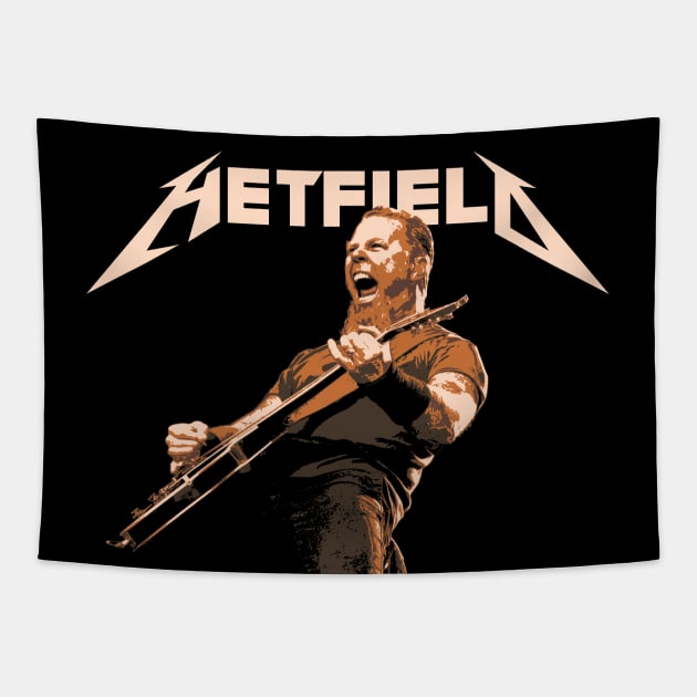 Hetfield the Guitar Hero of the Day Thrash Metal Band Tapestry by Juliano Pixel