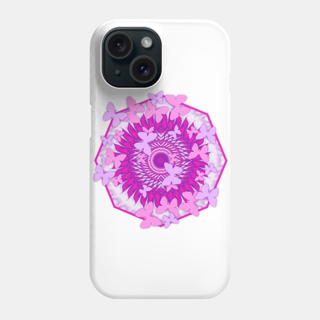 Butterflies and kaleidoscope in pink Phone Case by hereswendy